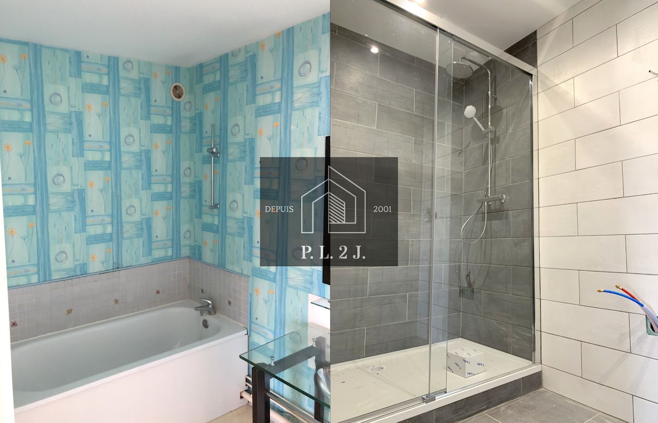 Avant et après d’une salle de bain avec douche rénovée